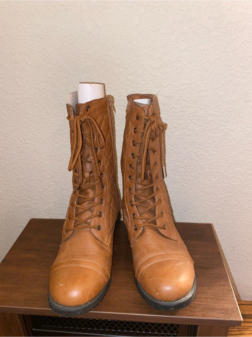 Women's Lace-Up Tan Combat Boots